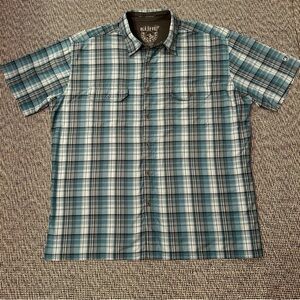 Kuhl Men's 2XL Blue and White Plaid Short-Sleeve Button up Shirt